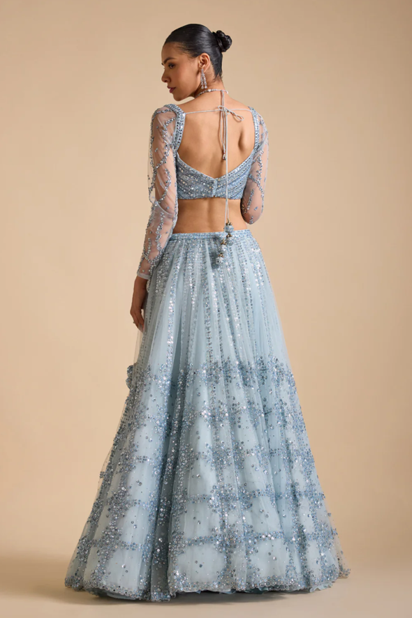 Ice Blue Lehenga Set - Ready to Ship