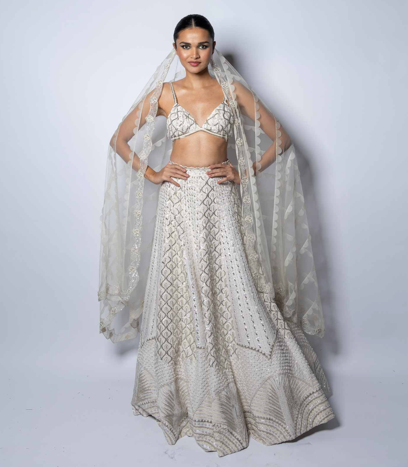 Embellished Lehenga with Blouse &amp; Dupatta - Ready to Ship