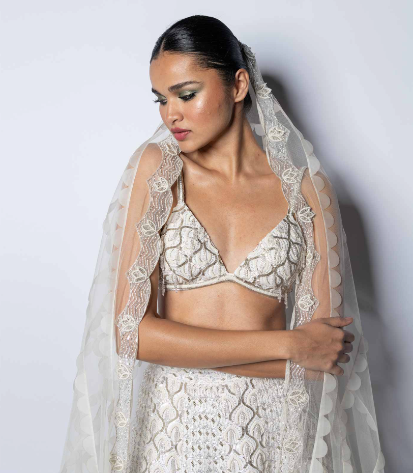 Embellished Lehenga with Blouse &amp; Dupatta - Ready to Ship