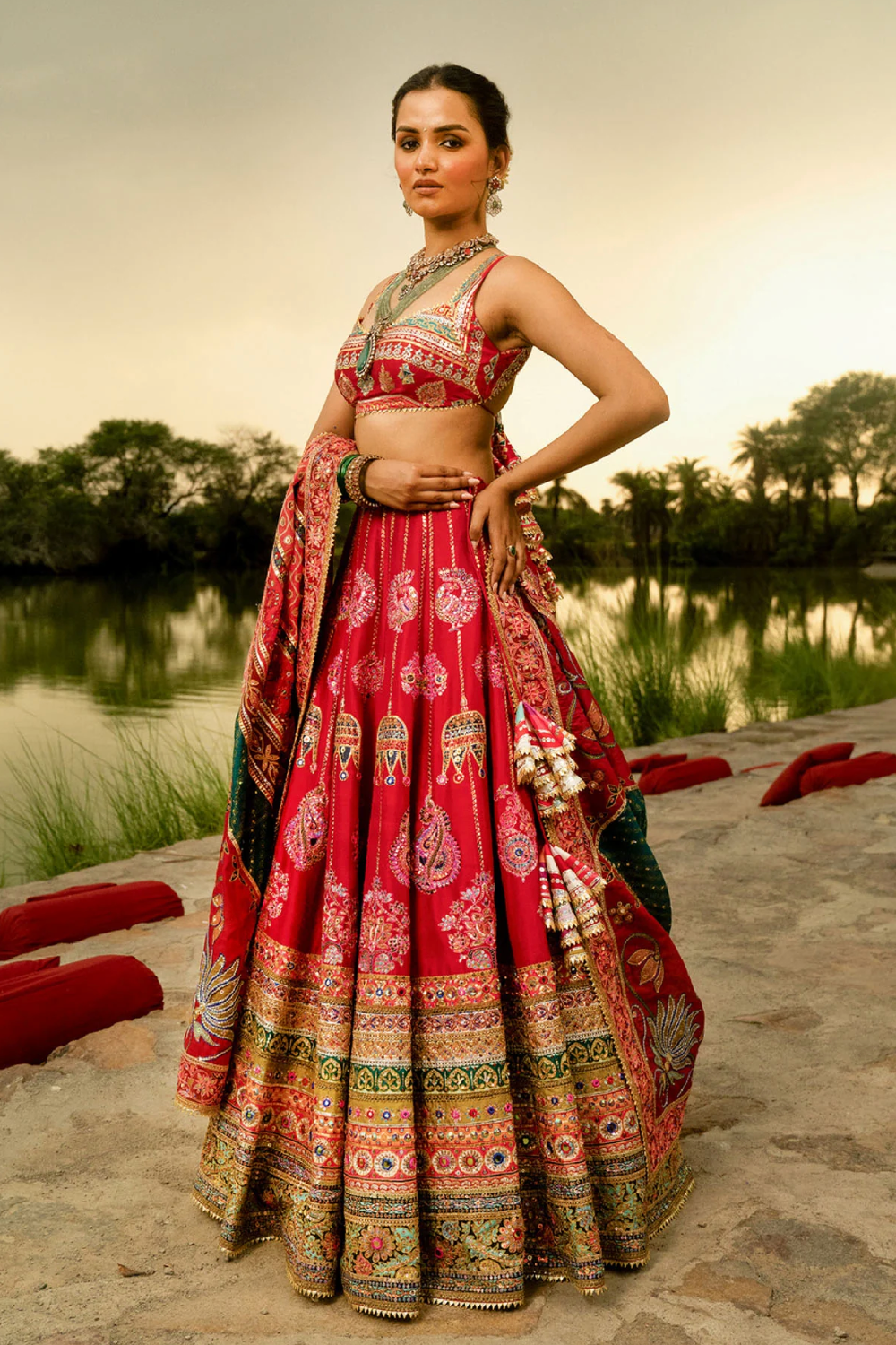 Red Banno Lehenga Set