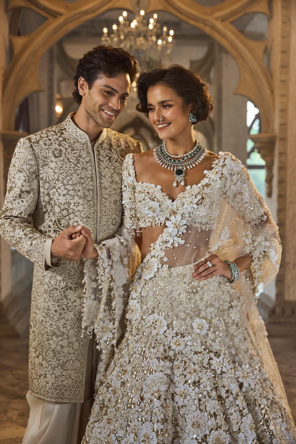 Ivory Gold Three-Dimensional Lehenga Set - Ready to Ship