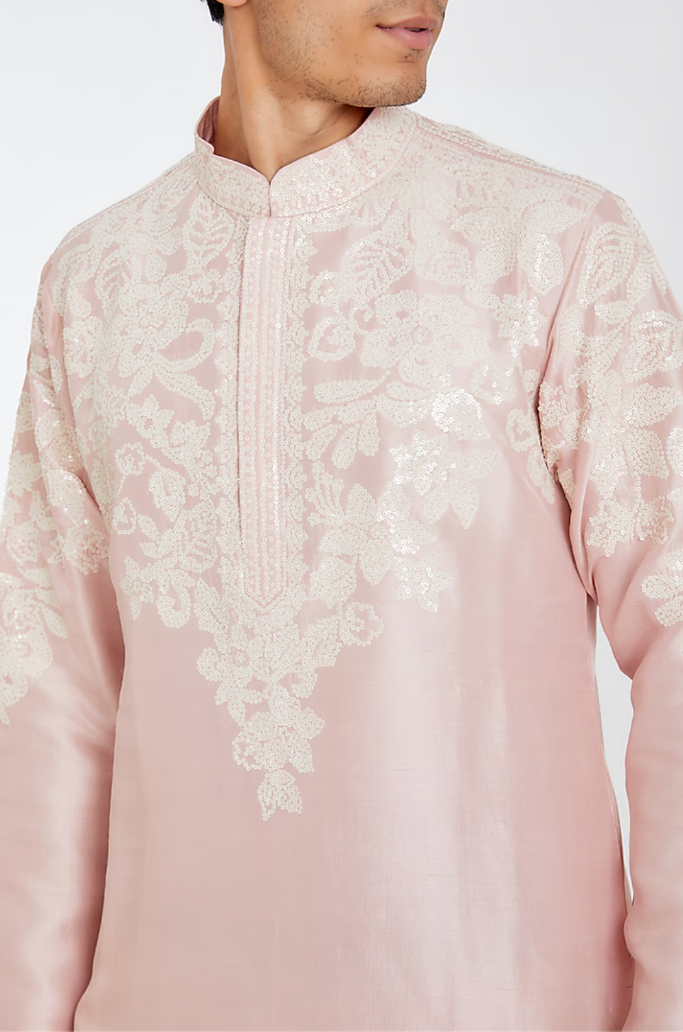 Rose Pink Silk Embroidered Kurta Set - Ready to Ship