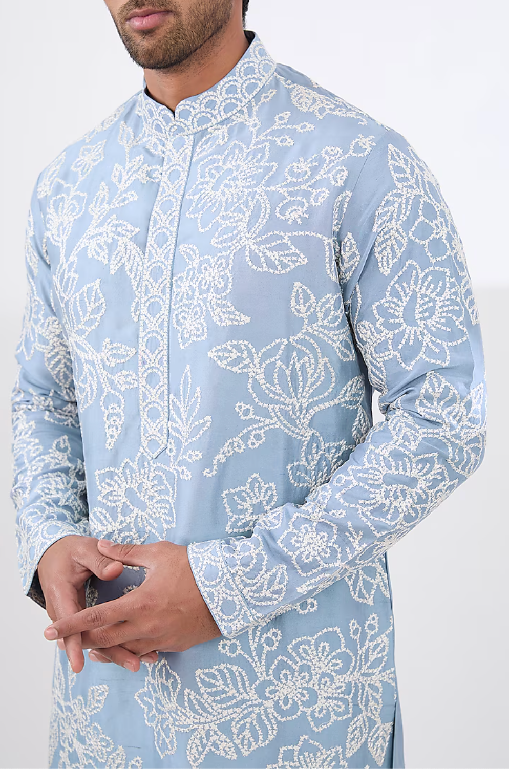 Blue Silk Dori Embroidered Kurta Set - Ready to Ship