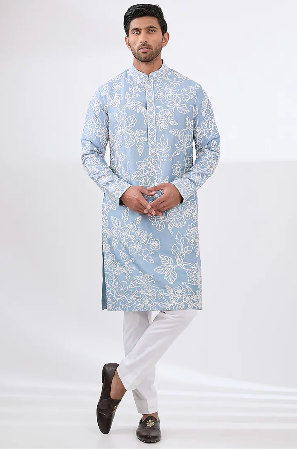 Blue Silk Dori Embroidered Kurta Set - Ready to Ship