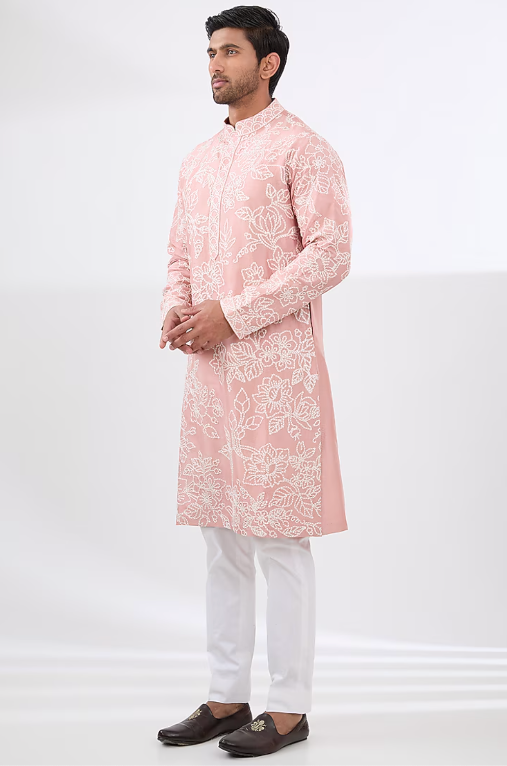 Pink Silk Dori Embroidered Kurta Set - Ready to Ship