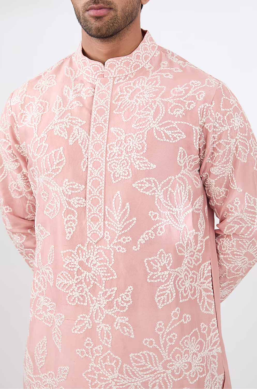 Pink Silk Dori Embroidered Kurta Set - Ready to Ship