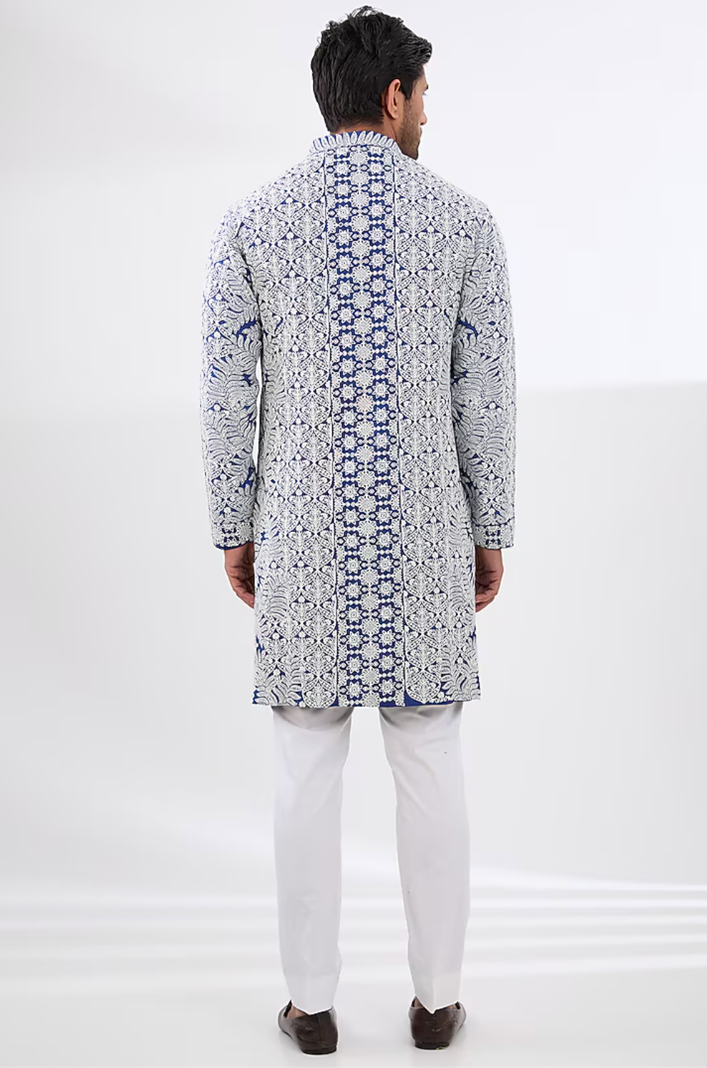 Blue Silk Embroidered Kurta Set - Ready to Ship