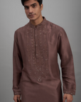 Dusty Pink Silk Embroidered Kurta Set