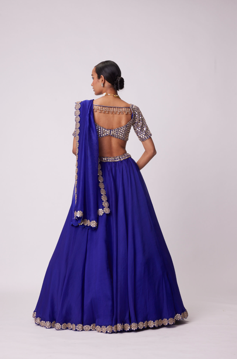 Persian Blue Hand Embroidered Lehenga Set