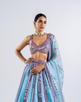 Ice Blue Mirror Seam Lehenga Set