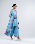 Ice Blue Asymmetrical Kurta Set