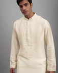 Ivory Silk Embroidered Kurta Set - Ready to Ship