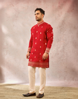 Red Haaath Phool Kurta