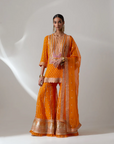 Orange Sharara Set with Hand Embroidery - Ready to Ship