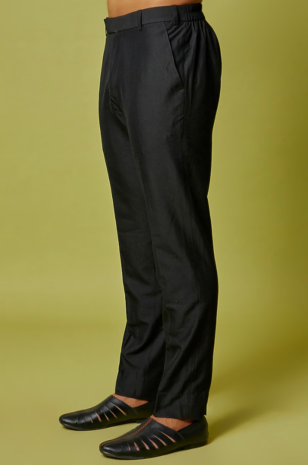 Black Silk Embroidered Kurta Set - Ready to Ship
