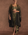 Black Berrybloom Drape Skirt Set - Ready to Ship