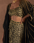 Black Berrybloom Drape Skirt Set - Ready to Ship