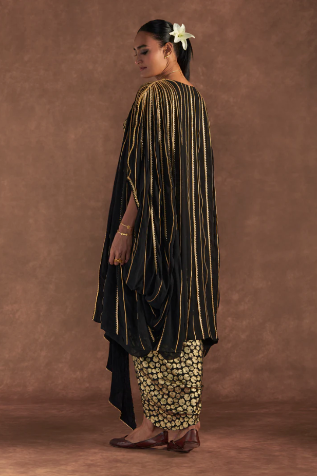 Black Berrybloom Drape Skirt Set - Ready to Ship