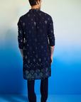 Canzo Blue Georgette Mirror Embellished Kurta Set - Ready to Ship