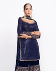 Navy Blue Kurta Sharara Set - Ready to Ship