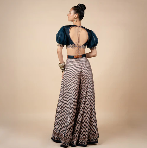 Midnight Blue and Nugrey Sharara Set
