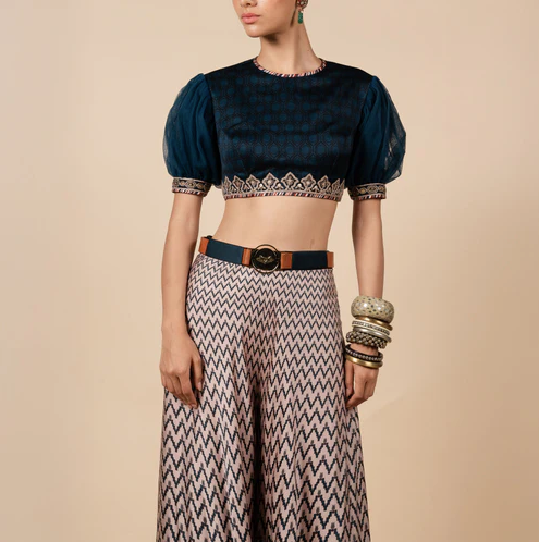 Midnight Blue and Nugrey Sharara Set