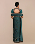Teal Green Mustard Yellow Saree Set