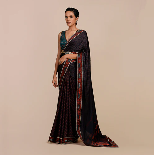 Mulbery Purple - Turquoise Blue Saree Set