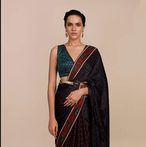 Mulbery Purple - Turquoise Blue Saree Set