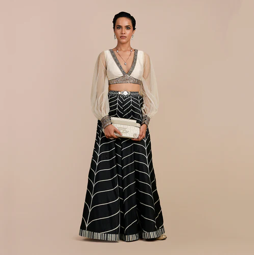 Linear Chevron Sharara Set