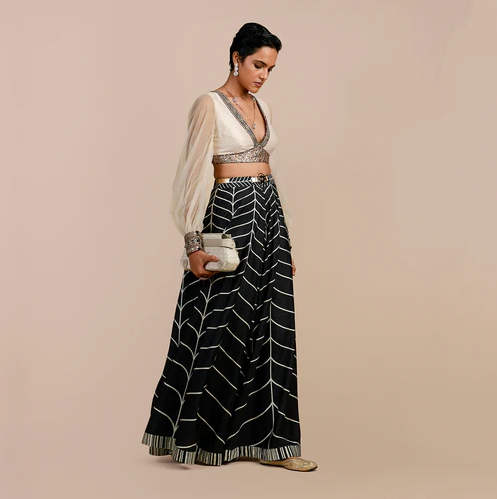 Linear Chevron Sharara Set