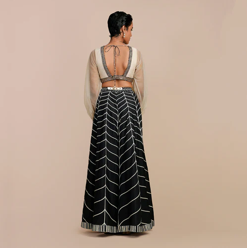 Linear Chevron Sharara Set