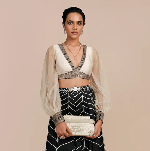 Linear Chevron Sharara Set