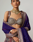 Teal Wine Multicolor Lehenga Set with Dupatta and Optional Double Dupatta