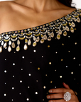 Black Mukaish Georgette Sharara Set - Ready to Ship