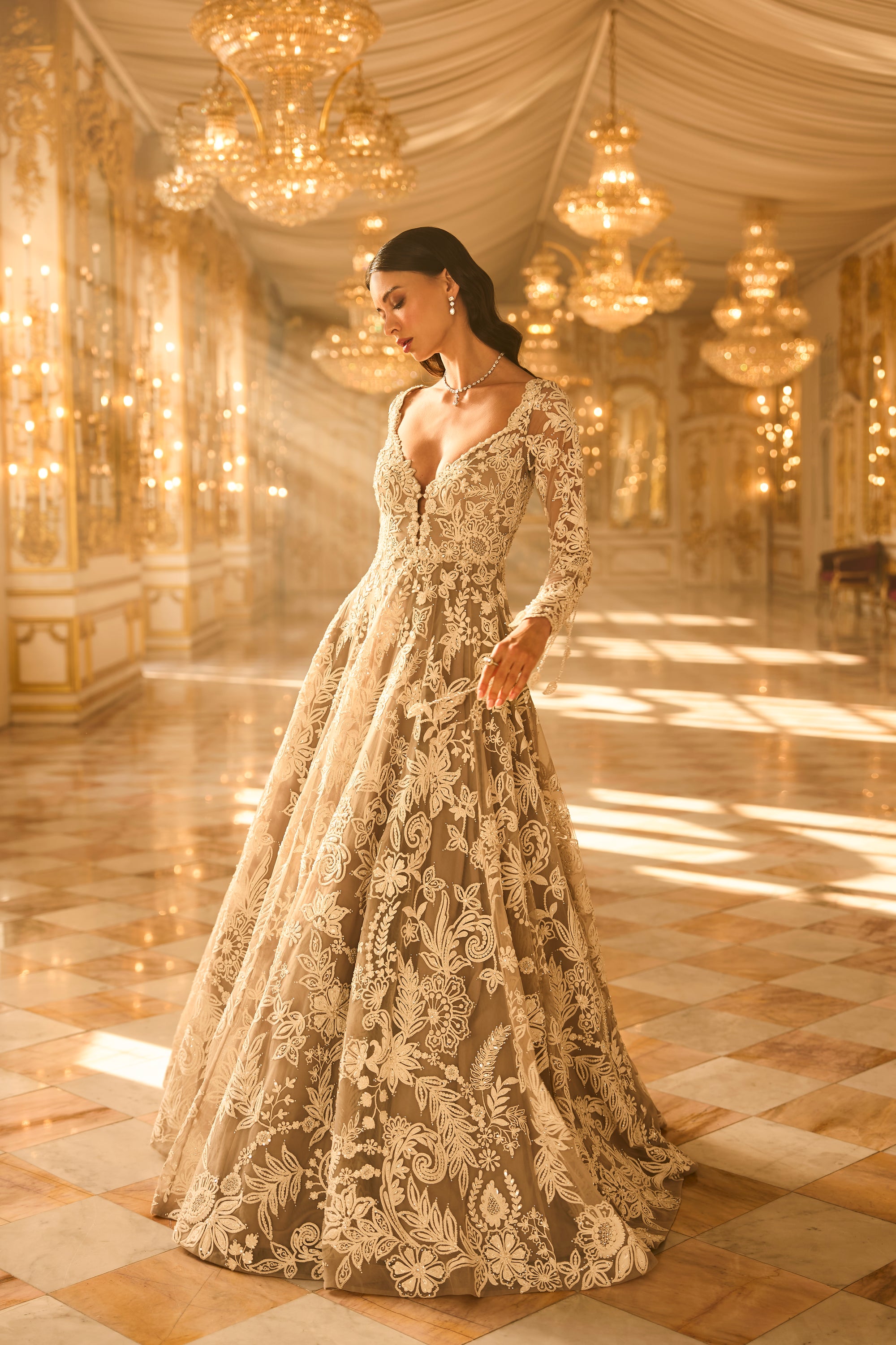 Slate Grey Floral Gown