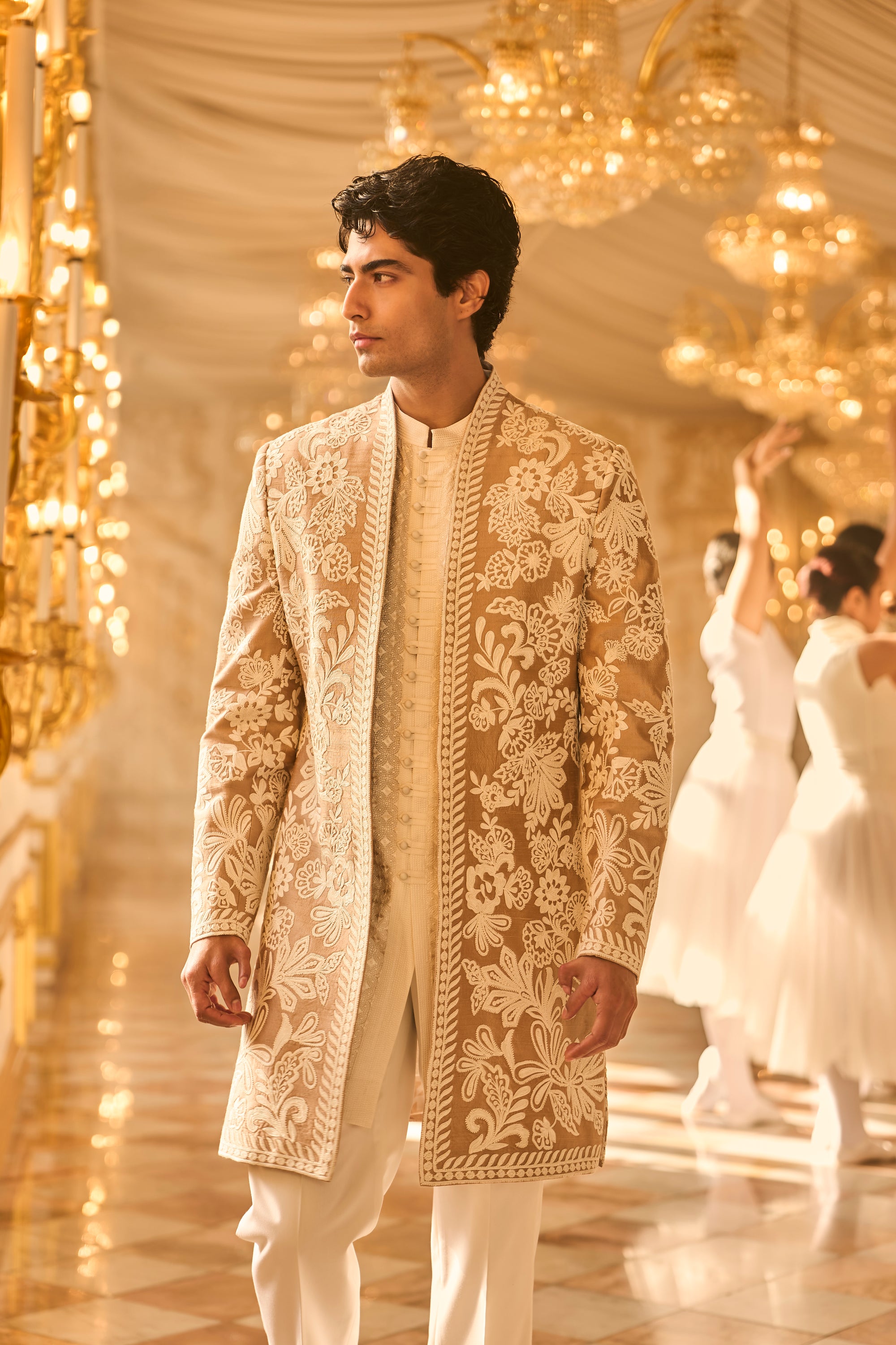 Nude Open Sherwani Set