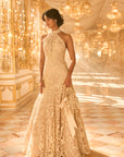 Nude Halter Neck Gown