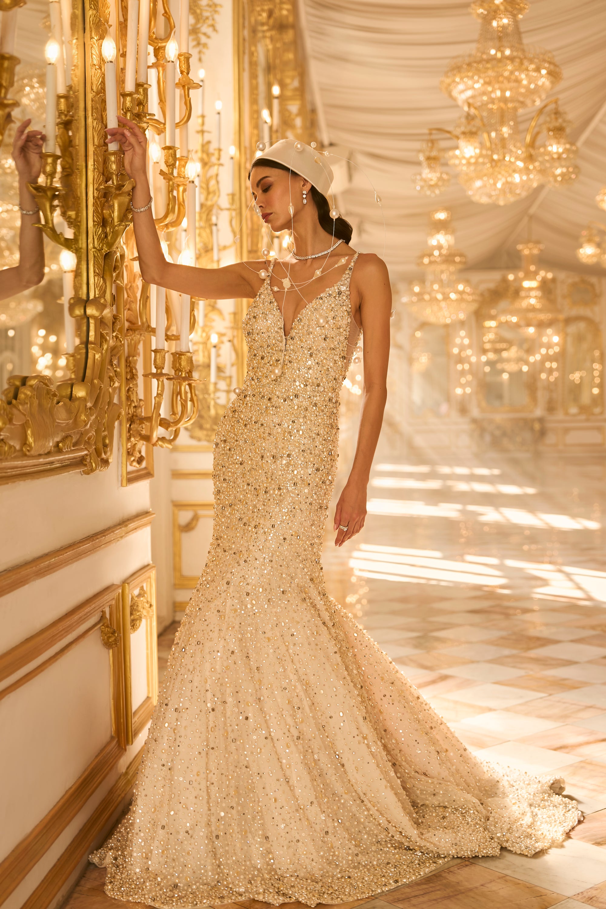 Ivory Pearl Trail Gown