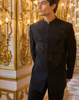 Black Embroidered Bandhgala Set