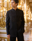 Black Embroidered Bandhgala Set
