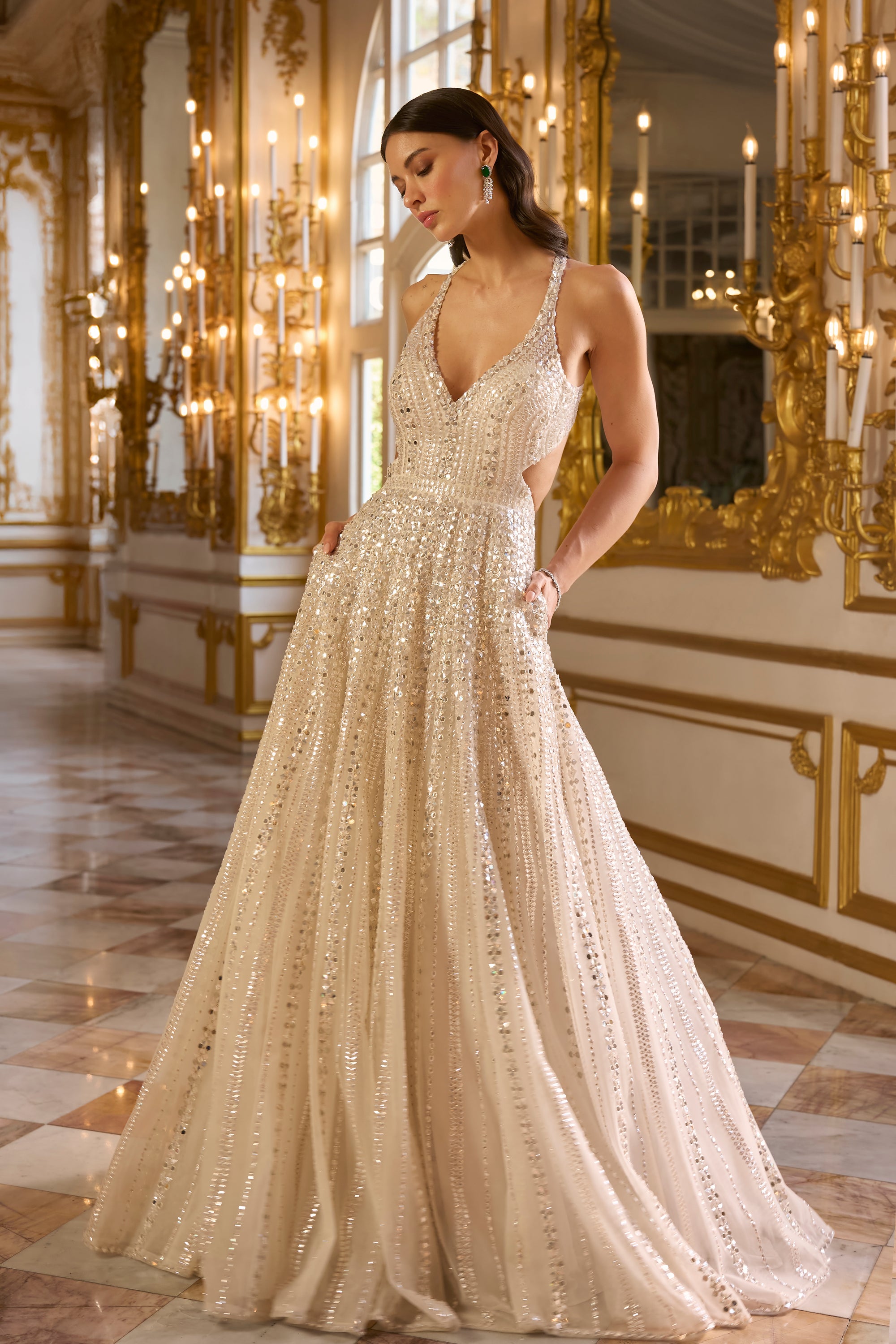 Ivory Mirror Work Gown