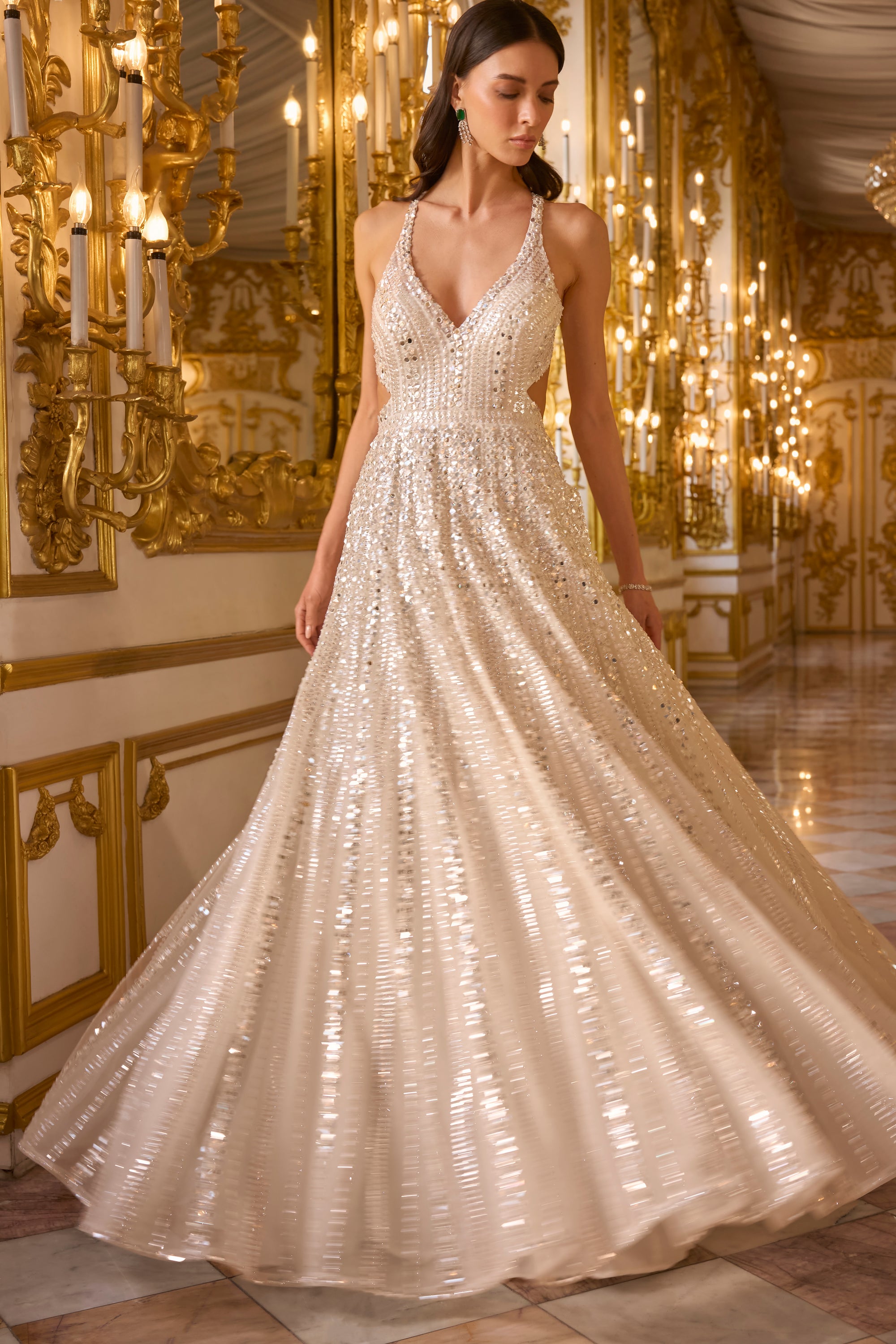 Ivory Mirror Work Gown