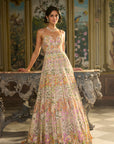 Nude Multi-Coloured Floral Gown