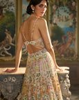 Nude Multi-Coloured Floral Gown