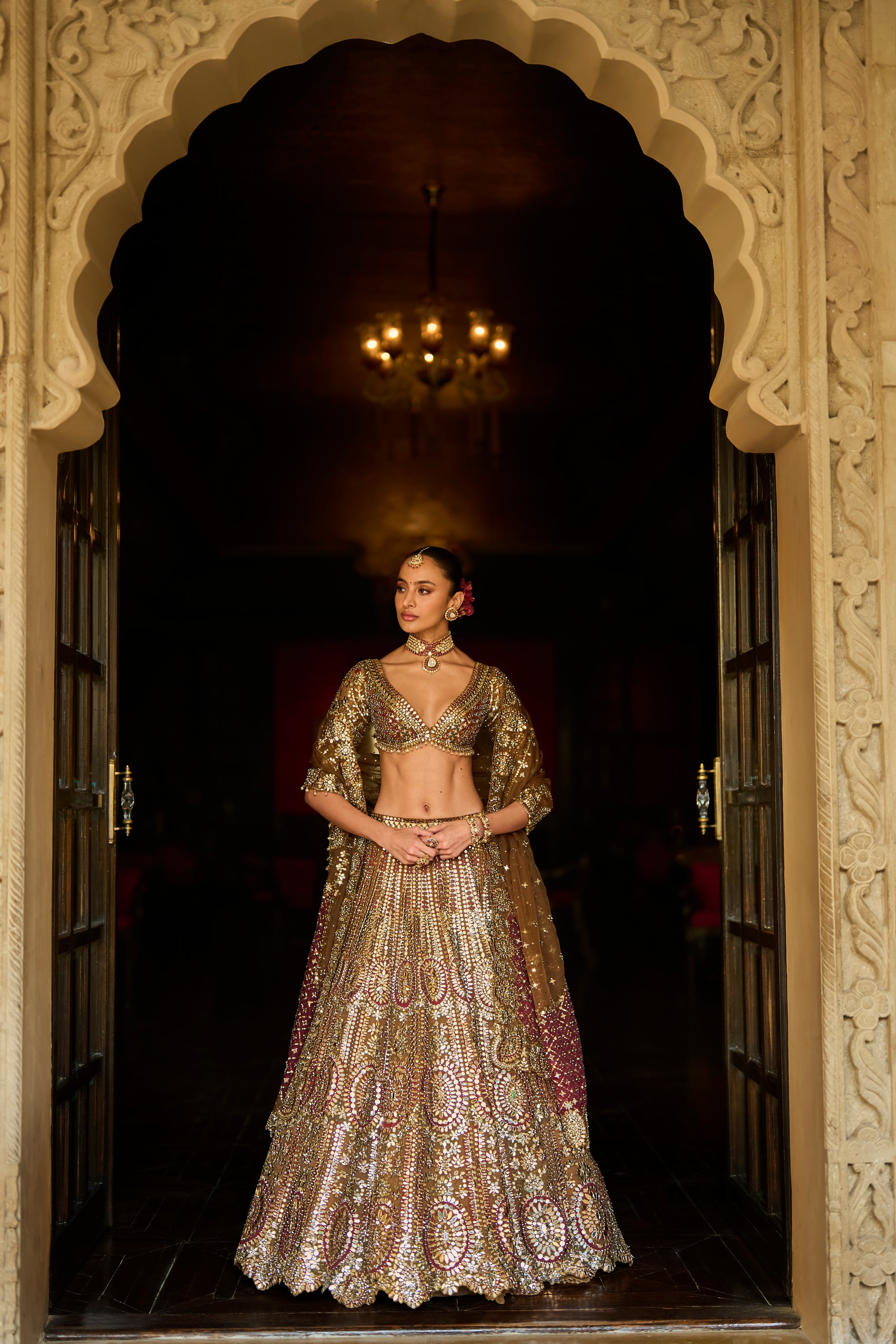 Applique Mirror Work Lehenga Set