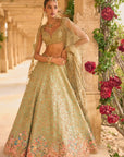 Sage Green Applique Work Lehenga Set
