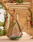 Sage Green Applique Work Lehenga Set