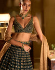 Emerald Stone Zardosi Lehenga