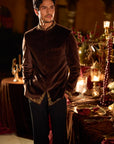 Brown Velvet Bandhgala Set